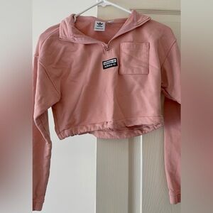 Adidas Blush Pink Half-Zip Cropped Top